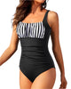 Sexy Square Neck One-Piece Bikini – Solid Color Pleated Design for Summer Beach Vacation