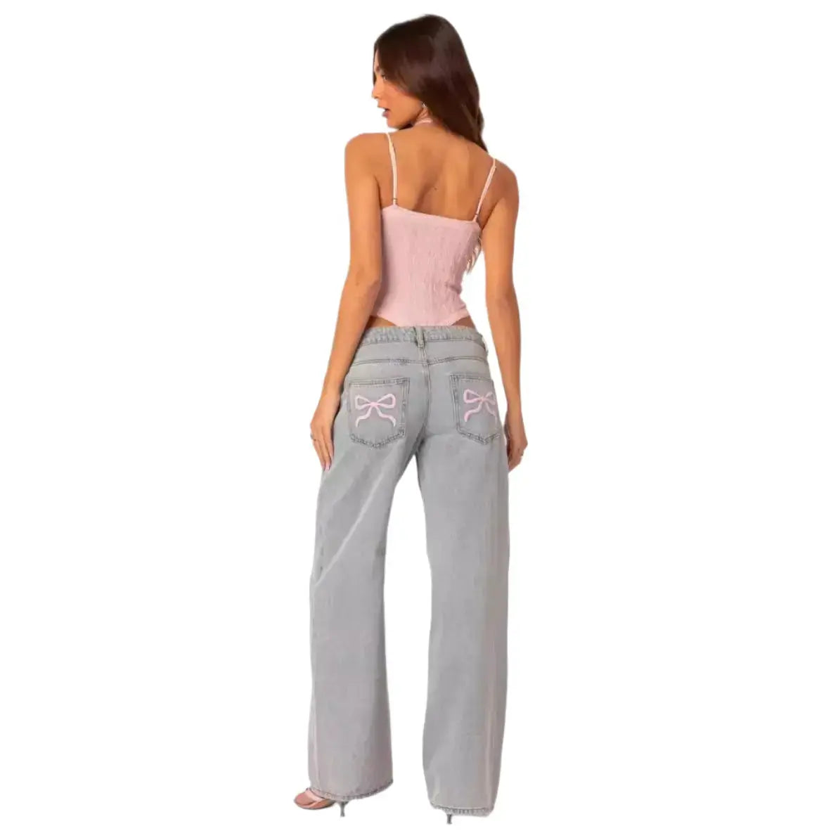 Women's Retro Printed High-Waisted Loose Jeans – Bold & Comfortable Style