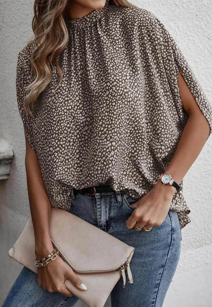 Casual Fashion Printed Split Batwing Sleeve Top – Stylish & Comfortable Alfra Retail 1