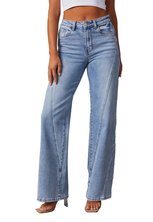 Casual Patchwork Wide Leg Jeans for Women – Trendy & Comfortable Denim Alfra Retail 1