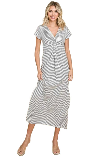 Culture Code Full Size Striped Twisted Detail Dress - Alfra Retail LLC
