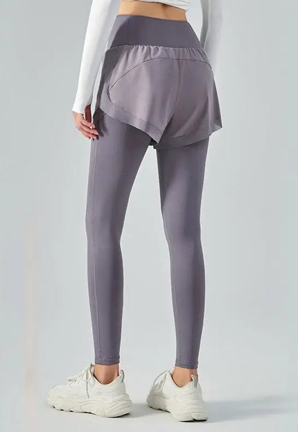 Elastic High Waist Anti-Exposure Fake Two-Piece Mesh Leggings – Stylish & Comfortable Alfra Retail 1