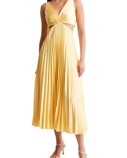 Ins Suspender Pleated Long Dress – Hollow-Waisted V-Neck Backless Summer Dress for Women Black Casual Alfra Retail 1