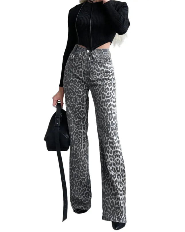 Leopard Print Narrow Jeans for Women – Trendy & Stylish Skinny Fit Denim Cotton Fabric Alfra Retail 1