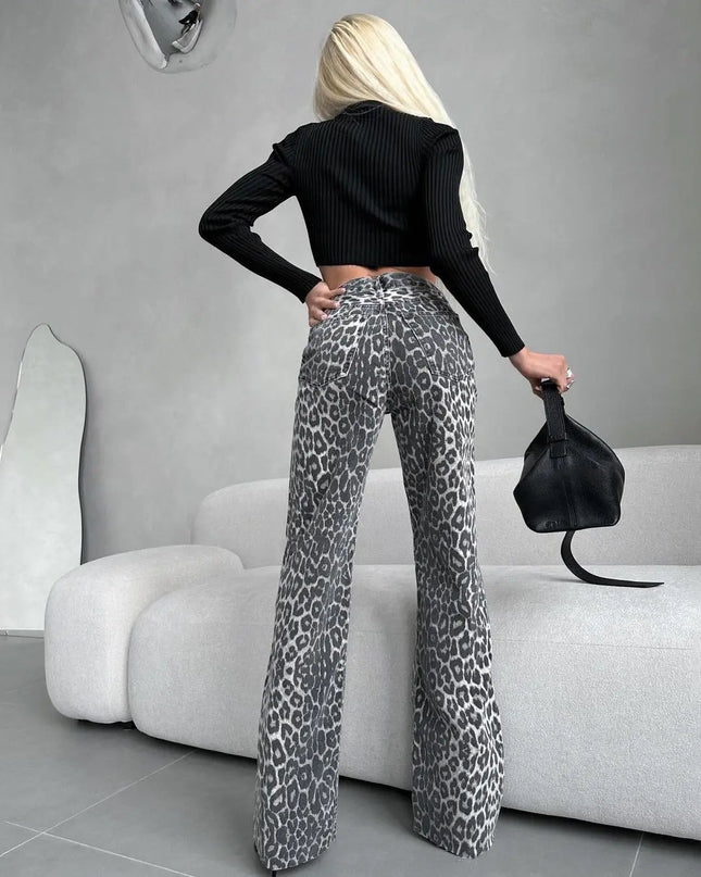 Leopard Print Narrow Jeans for Women – Trendy & Stylish Skinny Fit Denim Cotton Fabric Alfra Retail 1