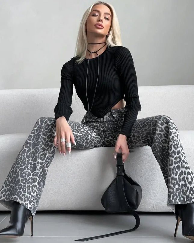Leopard Print Narrow Jeans for Women – Trendy & Stylish Skinny Fit Denim Cotton Fabric Alfra Retail 1
