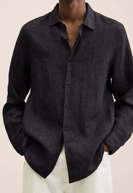 Long Sleeve Lapel Shirt Men's Loose Button Cardigan Sshirt Top Mens Clothing Alfra Retail 1
