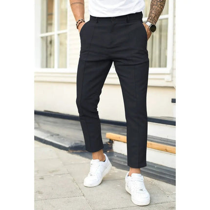 Men's Double Fold Line Solid Color Casual Suit Pants - Stylish & Comfortable Alfra Retail 1