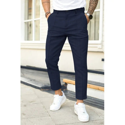 Men's Double Fold Line Solid Color Casual Suit Pants - Stylish & Comfortable Alfra Retail 1