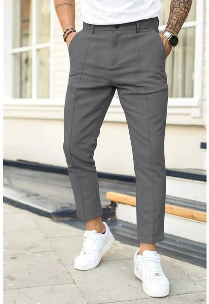 Men's Double Fold Line Solid Color Casual Suit Pants - Stylish & Comfortable Alfra Retail 1