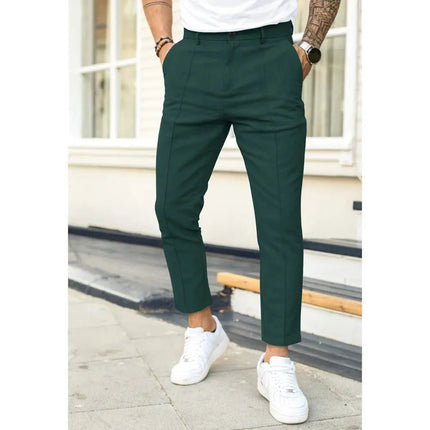Men's Double Fold Line Solid Color Casual Suit Pants - Stylish & Comfortable Alfra Retail 1
