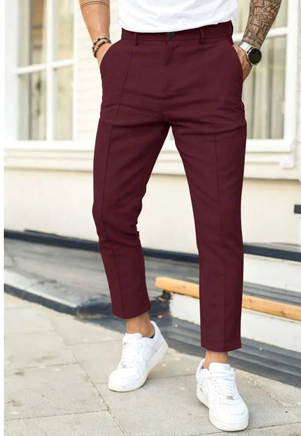 Men's Double Fold Line Solid Color Casual Suit Pants - Stylish & Comfortable Alfra Retail 1