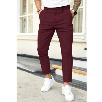 Men's Double Fold Line Solid Color Casual Suit Pants - Stylish & Comfortable Alfra Retail 1