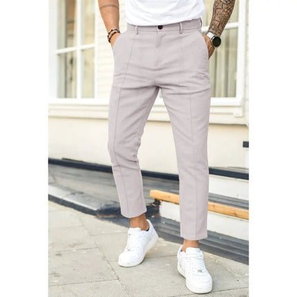 Men's Double Fold Line Solid Color Casual Suit Pants - Stylish & Comfortable Alfra Retail 1