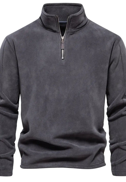 Men's Fashion Stand-Collar Zippered Sweatshirt with Fleece - Winter Casual Pullover Top Alfra Retail 1