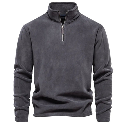 Men's Fashion Stand-Collar Zippered Sweatshirt with Fleece - Winter Casual Pullover Top Alfra Retail 1