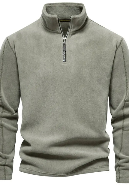 Men's Fashion Stand-Collar Zippered Sweatshirt with Fleece - Winter Casual Pullover Top Alfra Retail 1
