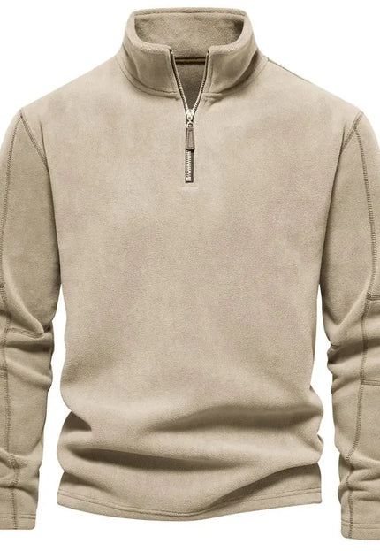 Men's Fashion Stand-Collar Zippered Sweatshirt with Fleece - Winter Casual Pullover Top Alfra Retail 1