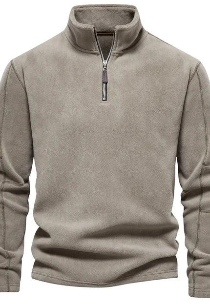 Men's Fashion Stand-Collar Zippered Sweatshirt with Fleece - Winter Casual Pullover Top Alfra Retail 1
