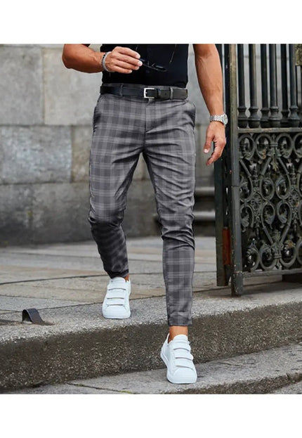 Men's Plaid Print Loose Fit Casual Trousers - Thin & Comfortable Fabric Menswear Alfra Retail 1