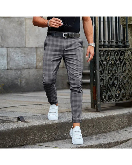 Men's Plaid Print Loose Fit Casual Trousers - Thin & Comfortable Fabric Menswear Alfra Retail 1