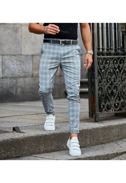 Men's Plaid Print Loose Fit Casual Trousers - Thin & Comfortable Fabric Menswear Alfra Retail 1