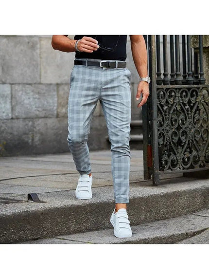 Men's Plaid Print Loose Fit Casual Trousers - Thin & Comfortable Fabric Menswear Alfra Retail 1
