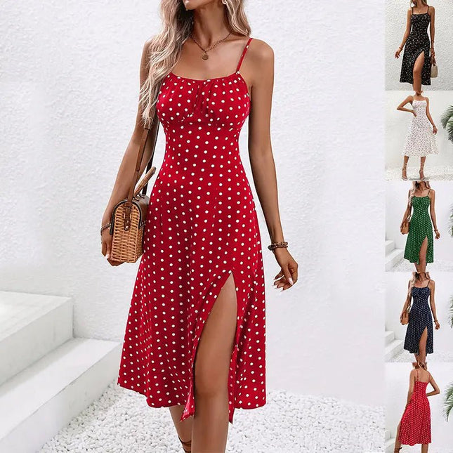 New Polka Dot Print Suspender Dress Summer Spaghetti Strap Sleeveless Alfra Retail 1