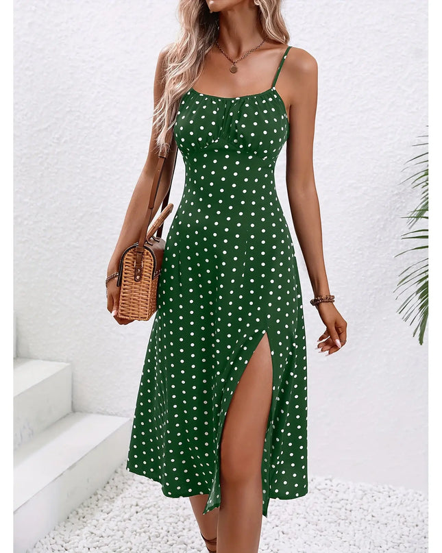 New Polka Dot Print Suspender Dress Summer Spaghetti Strap Sleeveless Alfra Retail 1