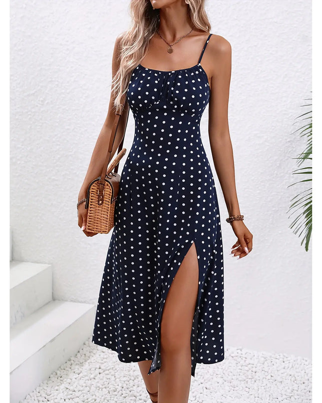 New Polka Dot Print Suspender Dress Summer Spaghetti Strap Sleeveless Alfra Retail 1