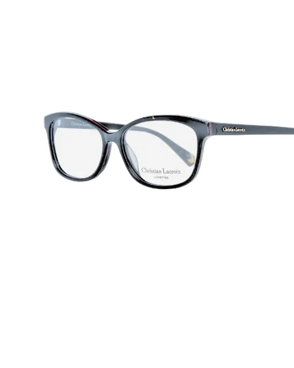 Christian Lacroix eyeglasses with a dark gray and black tortoiseshell pattern, shown on a light gray background.