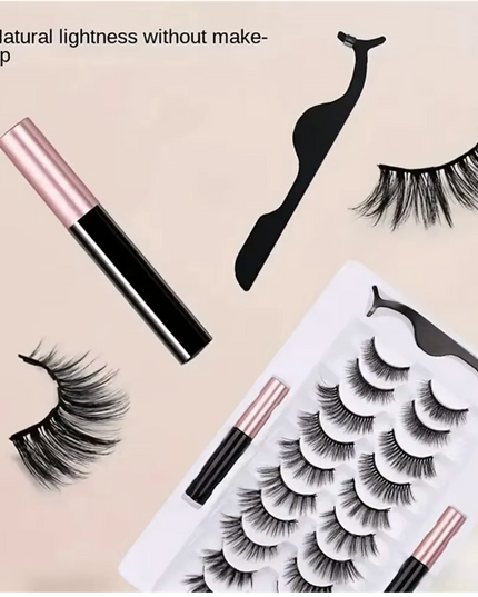Magnetic Eyelashes Kit 12 Pairs with Eyeliner – No Glue Easy Apply Reusable Lash Set