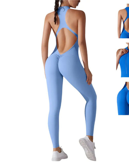 Solid Beauty-Back Long Pants Jumpsuit – Slim Fit Yoga, Fitness & Dance Bodysuit for Women Alfra Retail 1