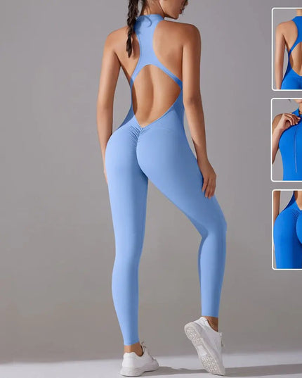 Solid Beauty-Back Long Pants Jumpsuit – Slim Fit Yoga, Fitness & Dance Bodysuit for Women Alfra Retail 1