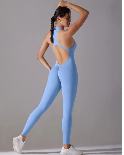 Solid Beauty-Back Long Pants Jumpsuit – Slim Fit Yoga, Fitness & Dance Bodysuit for Women Alfra Retail 1