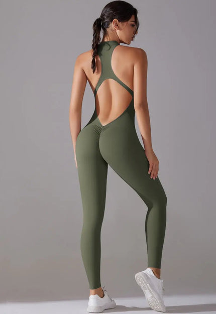 Solid Beauty-Back Long Pants Jumpsuit – Slim Fit Yoga, Fitness & Dance Bodysuit for Women Alfra Retail 1