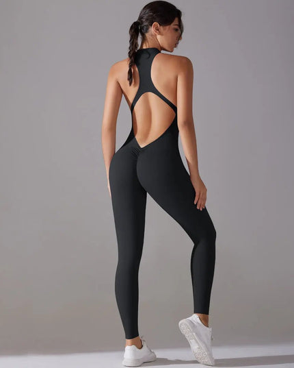 Solid Beauty-Back Long Pants Jumpsuit – Slim Fit Yoga, Fitness & Dance Bodysuit for Women Alfra Retail 1