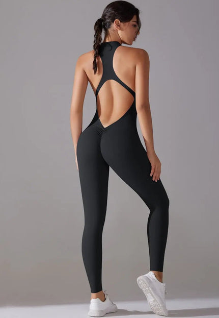 Solid Beauty-Back Long Pants Jumpsuit – Slim Fit Yoga, Fitness & Dance Bodysuit for Women Alfra Retail 1