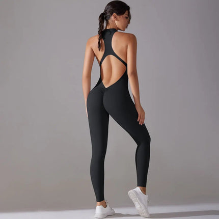 Solid Beauty-Back Long Pants Jumpsuit – Slim Fit Yoga, Fitness & Dance Bodysuit for Women Alfra Retail 1