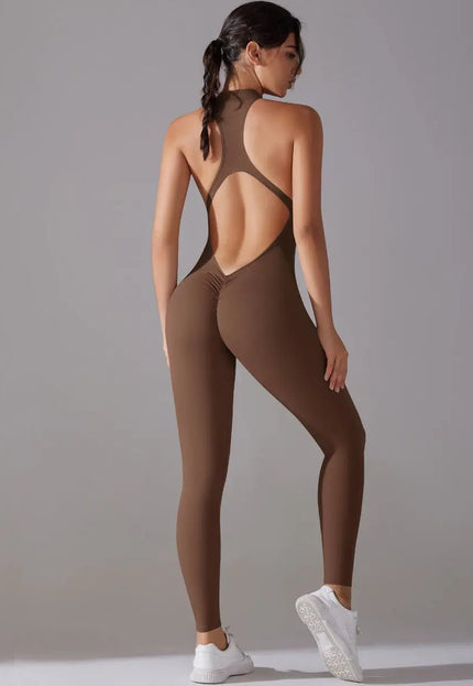 Solid Beauty-Back Long Pants Jumpsuit – Slim Fit Yoga, Fitness & Dance Bodysuit for Women Alfra Retail 1
