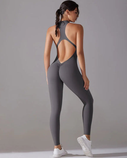 Solid Beauty-Back Long Pants Jumpsuit – Slim Fit Yoga, Fitness & Dance Bodysuit for Women Alfra Retail 1
