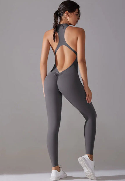 Solid Beauty-Back Long Pants Jumpsuit – Slim Fit Yoga, Fitness & Dance Bodysuit for Women Alfra Retail 1
