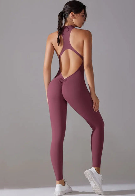 Solid Beauty-Back Long Pants Jumpsuit – Slim Fit Yoga, Fitness & Dance Bodysuit for Women Alfra Retail 1