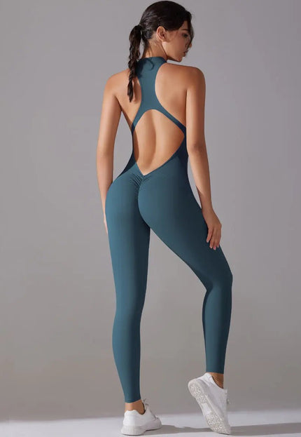 Solid Beauty-Back Long Pants Jumpsuit – Slim Fit Yoga, Fitness & Dance Bodysuit for Women Alfra Retail 1