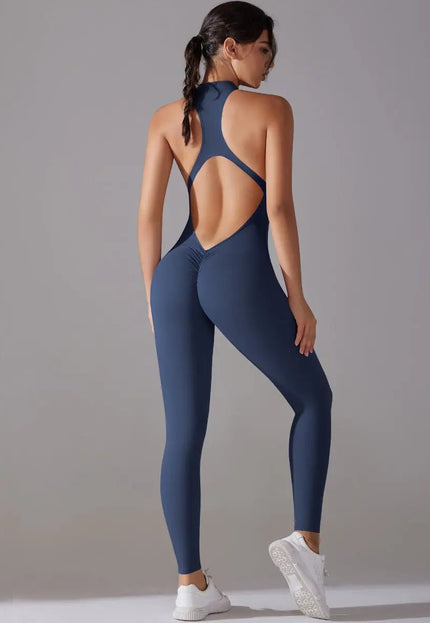Solid Beauty-Back Long Pants Jumpsuit – Slim Fit Yoga, Fitness & Dance Bodysuit for Women Alfra Retail 1
