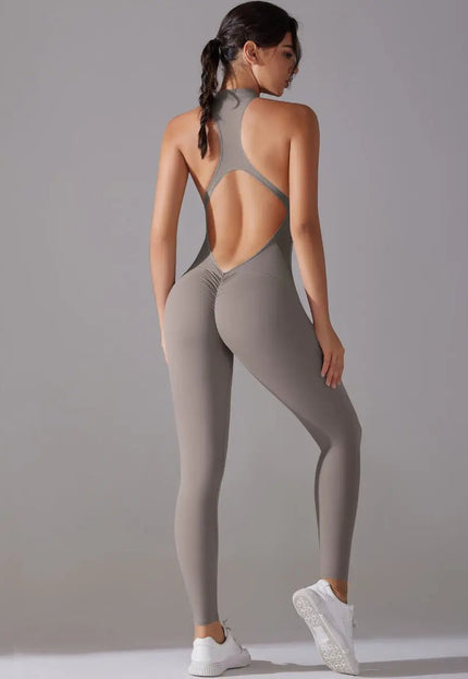Solid Beauty-Back Long Pants Jumpsuit – Slim Fit Yoga, Fitness & Dance Bodysuit for Women Alfra Retail 1