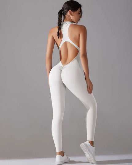 Solid Beauty-Back Long Pants Jumpsuit – Slim Fit Yoga, Fitness & Dance Bodysuit for Women Alfra Retail 1