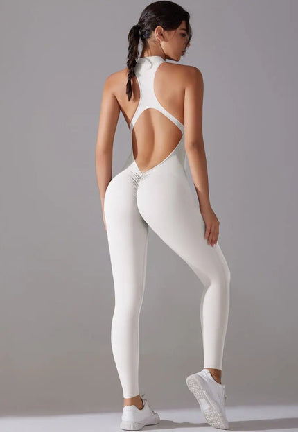 Solid Beauty-Back Long Pants Jumpsuit – Slim Fit Yoga, Fitness & Dance Bodysuit for Women Alfra Retail 1