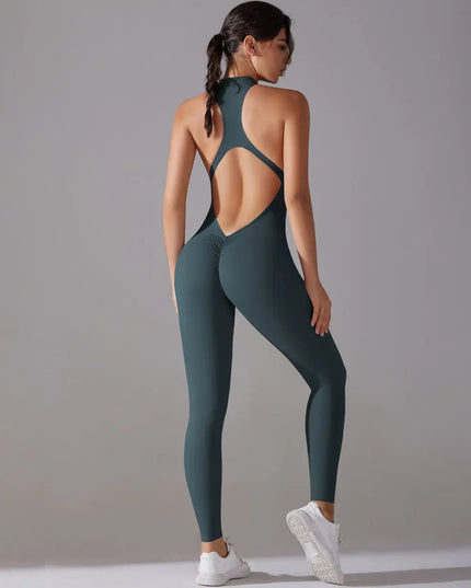 Solid Beauty-Back Long Pants Jumpsuit – Slim Fit Yoga, Fitness & Dance Bodysuit for Women Alfra Retail 1