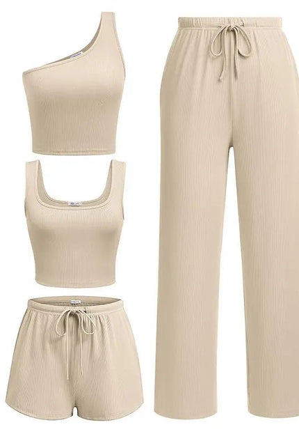 Sports Vest & Shorts Yoga Set – Slim Fit Fashionable & Breathable Four-Piece Set Alfra Retail 1